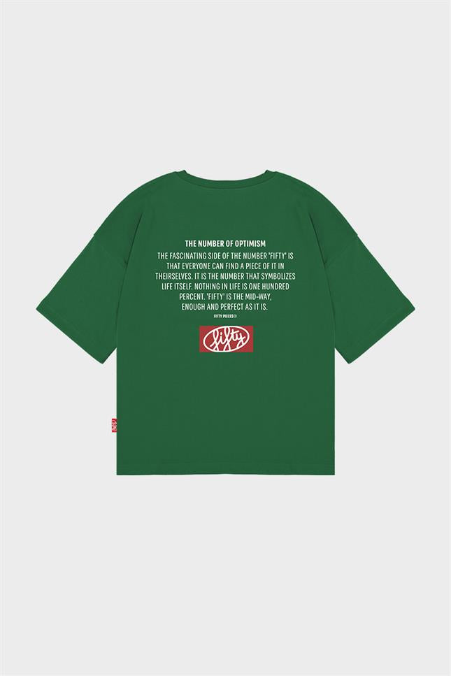 Fifty Pieces-Yeşil Oversize Sırt Baskılı T-Shirt-T-Shirts-9-fleurdirect.live