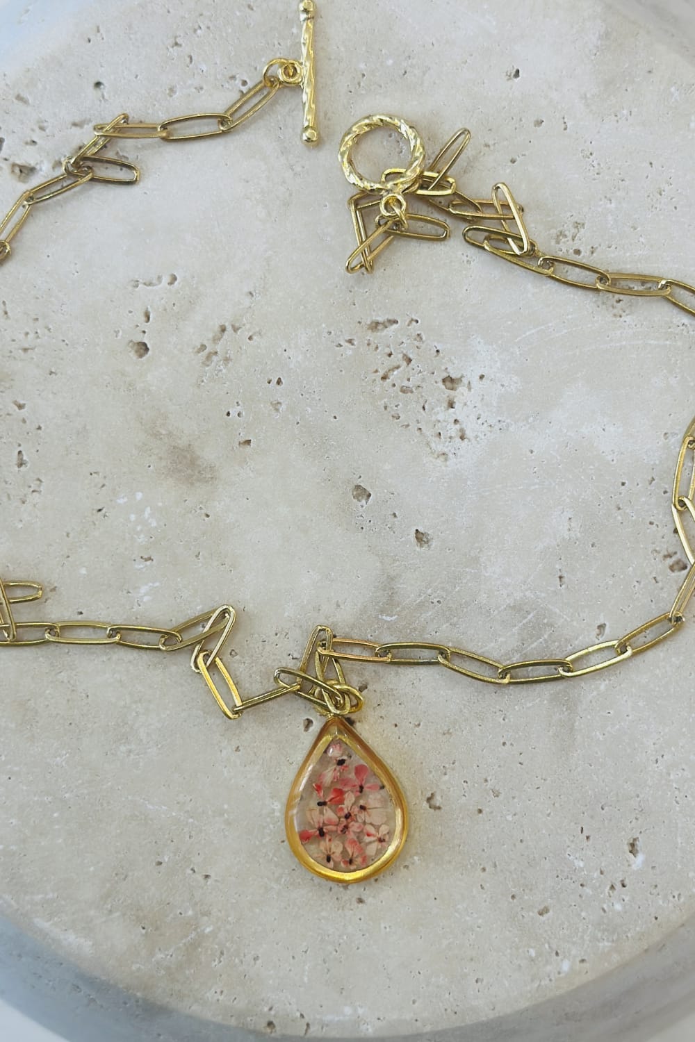Fiorel Design-Golden Garden Teardrop - Pink-Kolye-3-fleurdirect.live