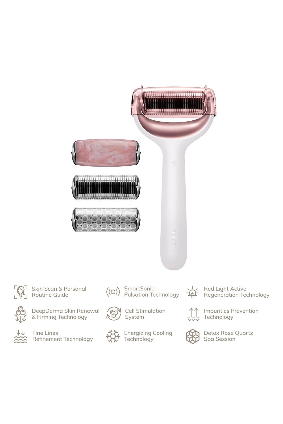Geske-Mikro İğneli, Buz Başlığı, Pembe Kuvars Başlıklı Dermaroller | Micro Needle Face & Body Roller-Cilt Bakım Aletleri-26-fleurdirect.live