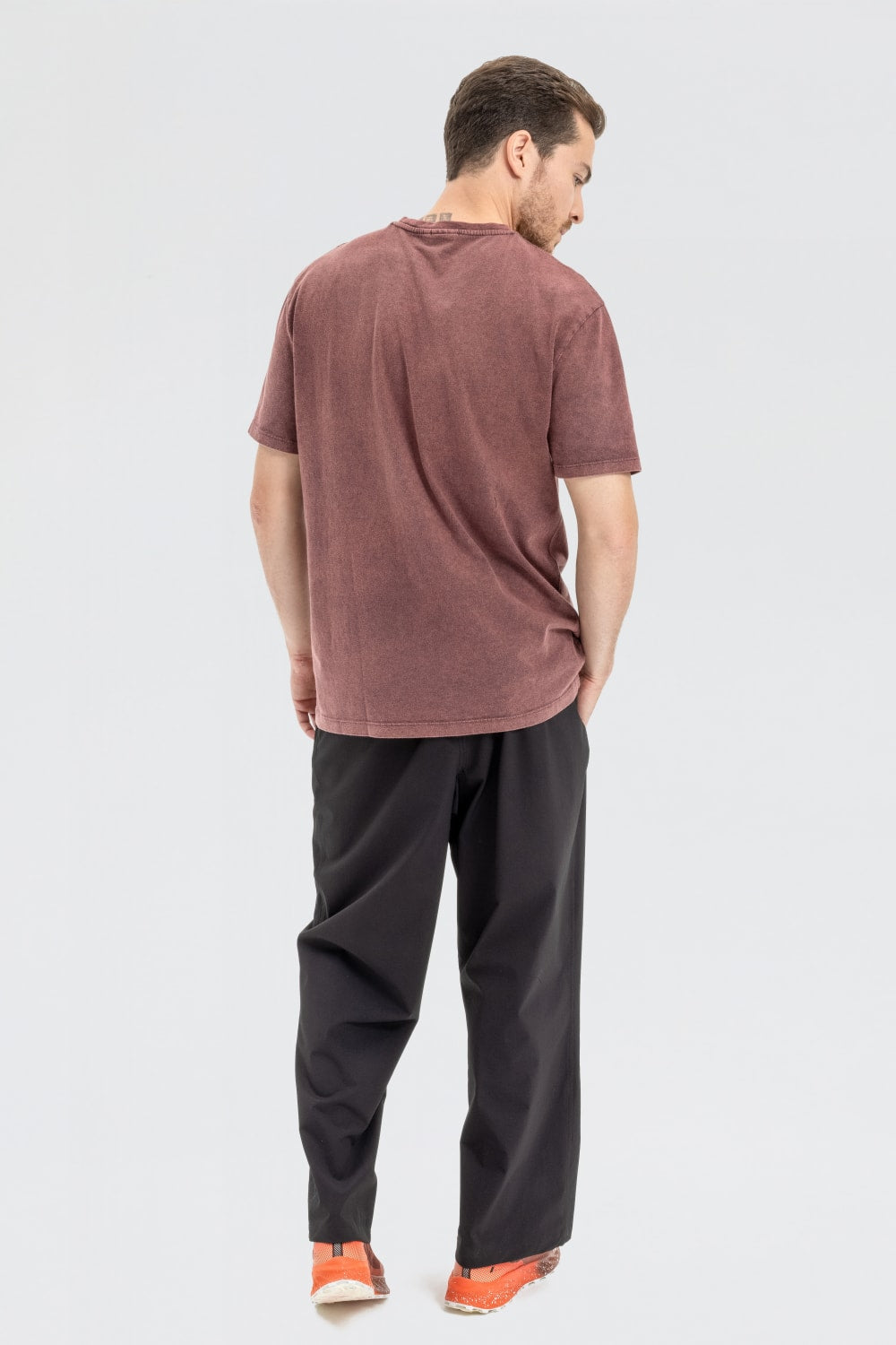GNP İstanbul-Acid Washed Cut And Sew Burgundy T-shirt-T-Shirts-2-fleurdirect.live