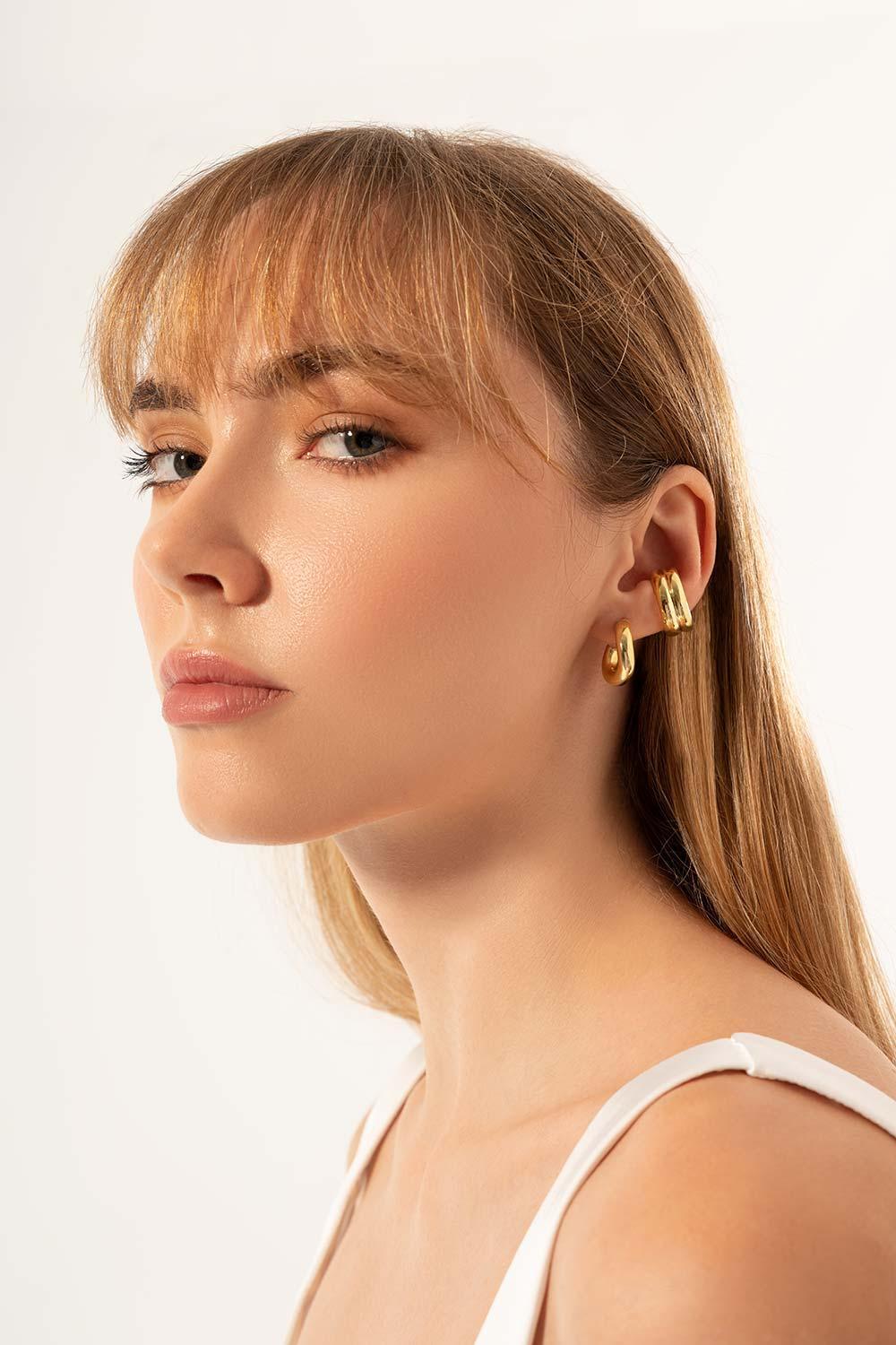 Gal İstanbul-Twin Earcuff Gold-Küpe-2-fleurdirect.live