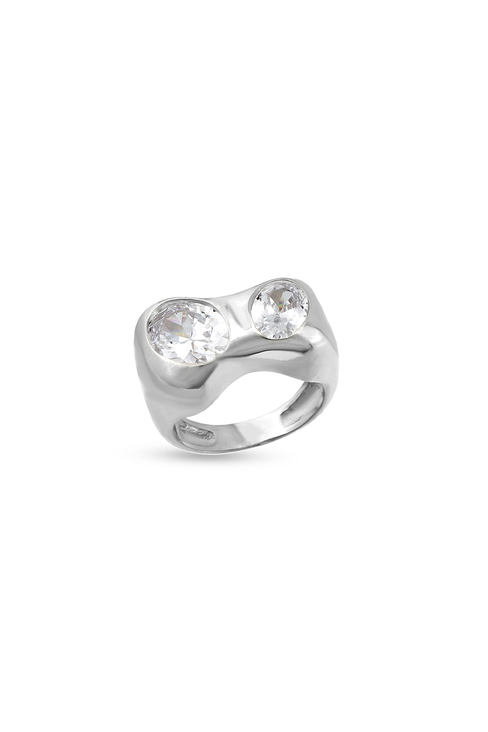 Gal İstanbul-Two Stone Ring Silver-Yüzük-1-fleurdirect.live