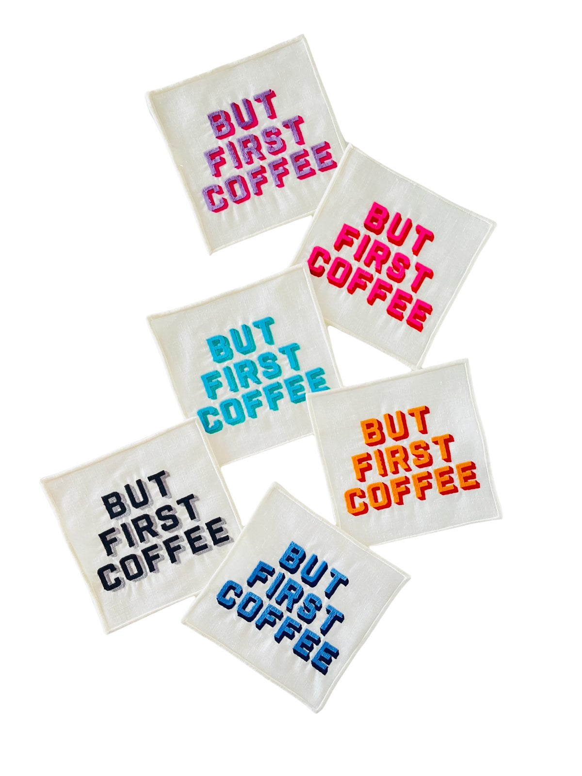 Dekoratif But First Coffee Desenli Kokteyl Peçete - 1 Adet Siyah Nakışlı