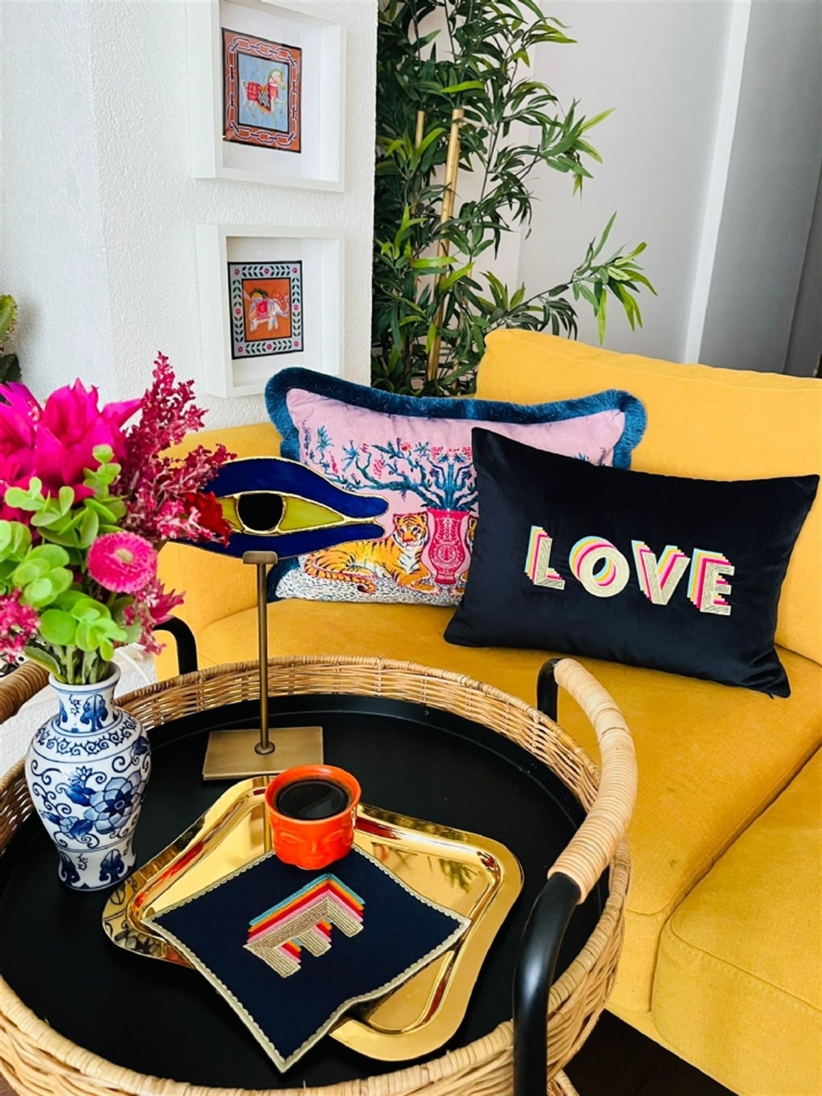 Ge Living-Love Desenli Lacivert Kadife Dekoratif Kırlent Kılıfı 35 X 50-Kırlent Kılıfı-4-fleurdirect.live