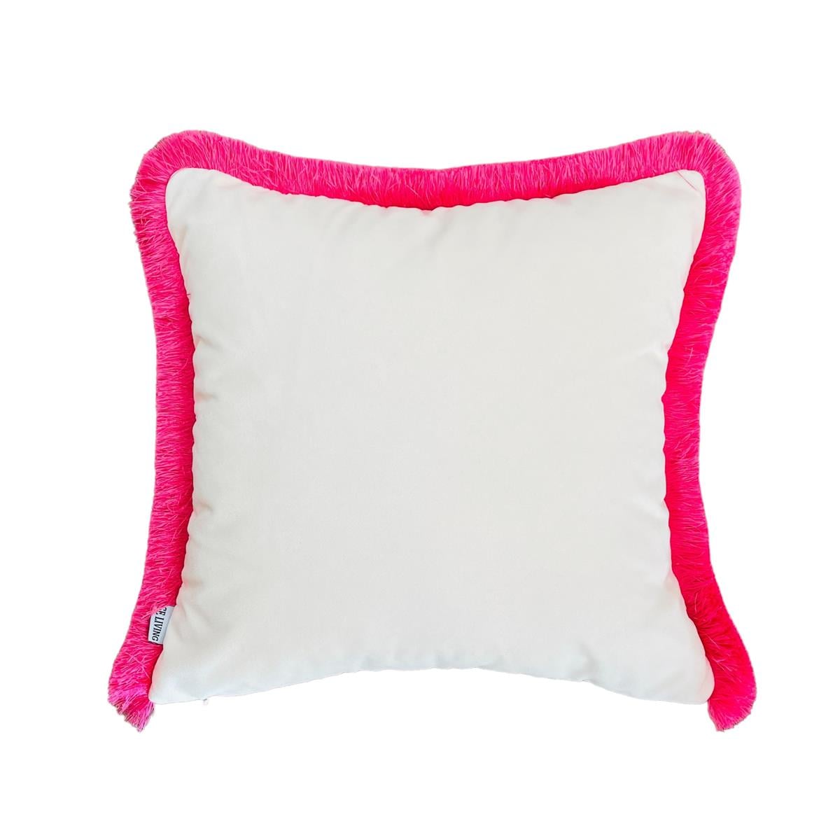 Ge Living-Pembe Köpek Desenli Bej Kadife Kırlent Kılıfı ( 45 Cm X 45 Cm )-Kırlent Kılıfı-5-fleurdirect.live