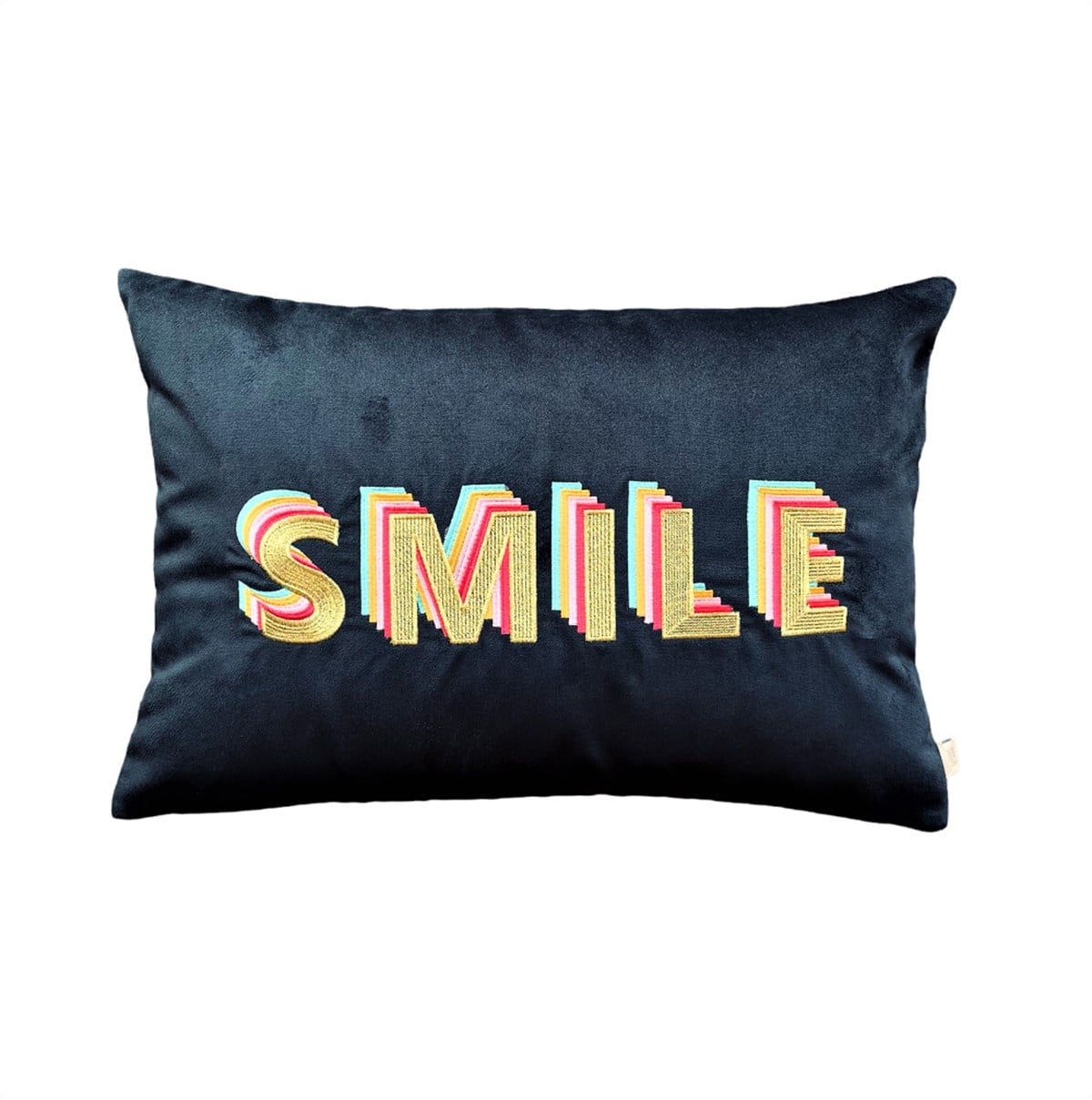 Ge Living-Smile Desenli Lacivert Kadife Dekoratif Kırlent Kılıfı 35 X 50-Kırlent Kılıfı-1-fleurdirect.live