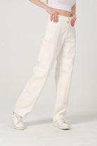 Gennaro-Carpenter Pants - Women Beyaz-Kot Pantolon-1-fleurdirect.live