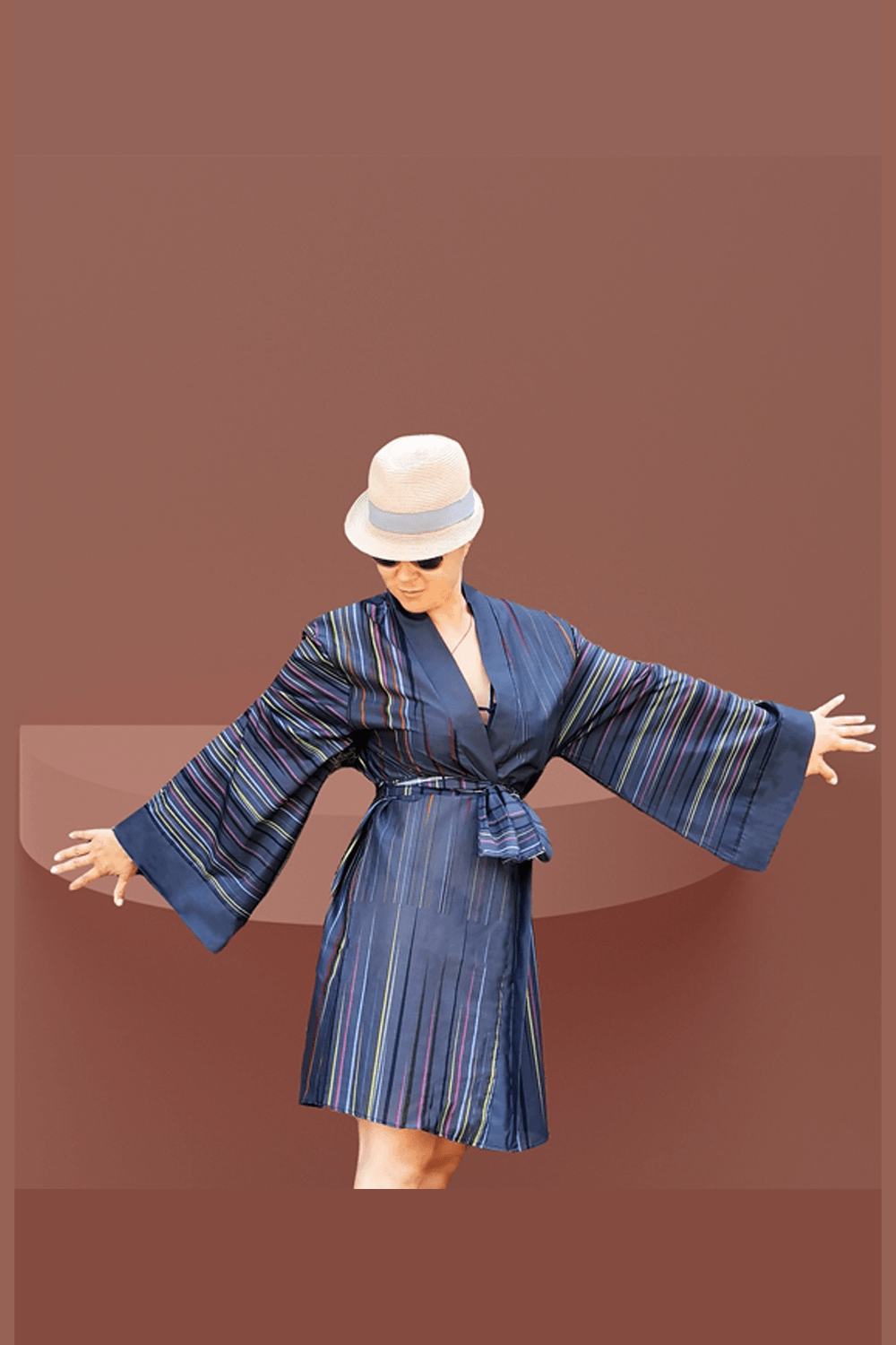 Geomi-Rainbow Kimono - Lacivert-Kimono-1-fleurdirect.live