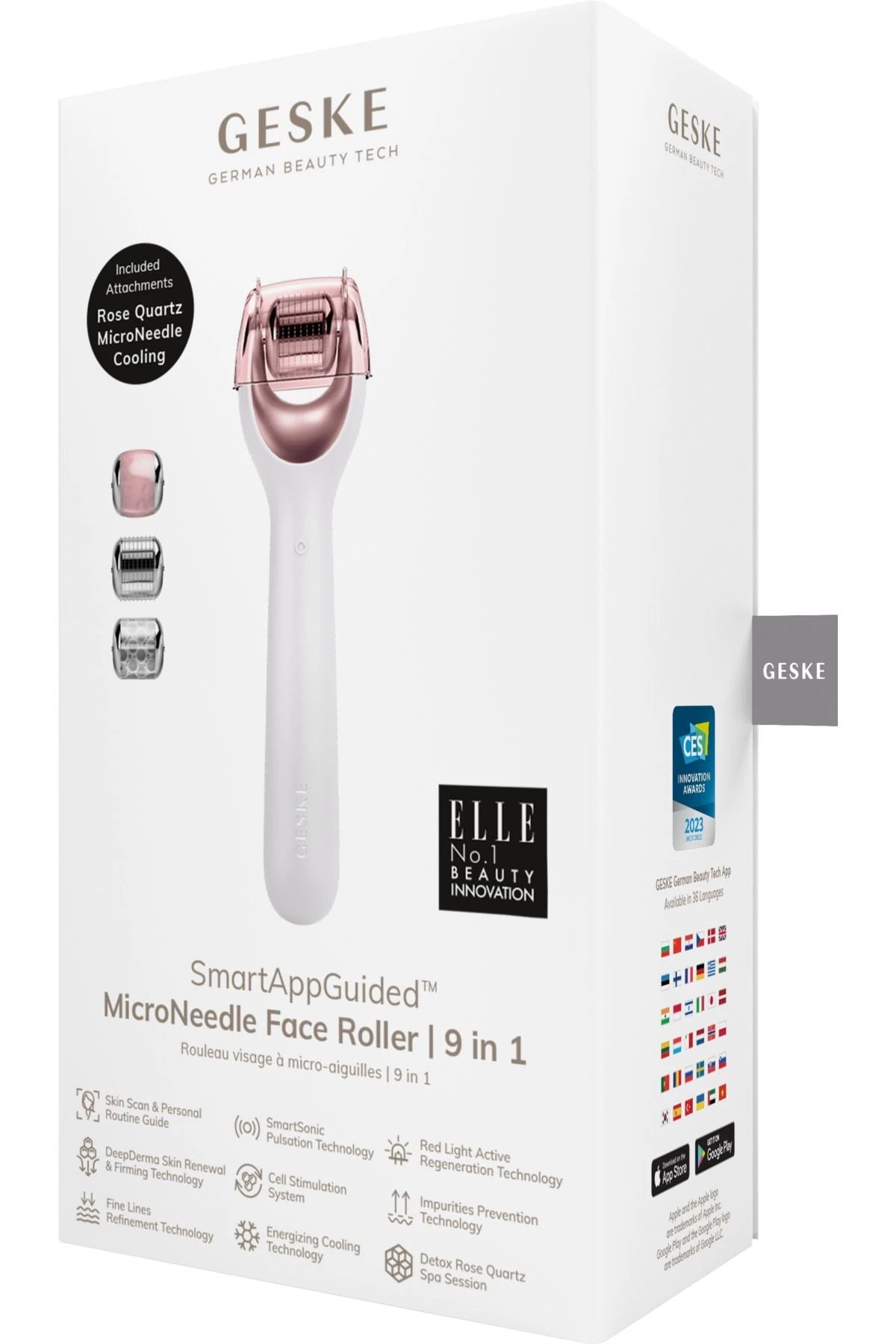 Geske-Mikro İğneli, Buz Başlığı, Pembe Kuvars Başlıklı Dermaroller Cihaz | Micro Needle Face Roller-Cilt Bakım Aletleri-6-fleurdirect.live