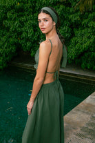 Handarte Los Angeles-Yeşil Büzgülü İpli Crop-Crop Top-3-fleurdirect.live