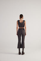 İSpanyol Kesim Tüvit Tweed Pantolon Siyah