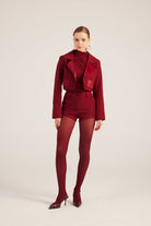 Yüksek Bel Fermuarlı Mini Bailey Şort Bordo