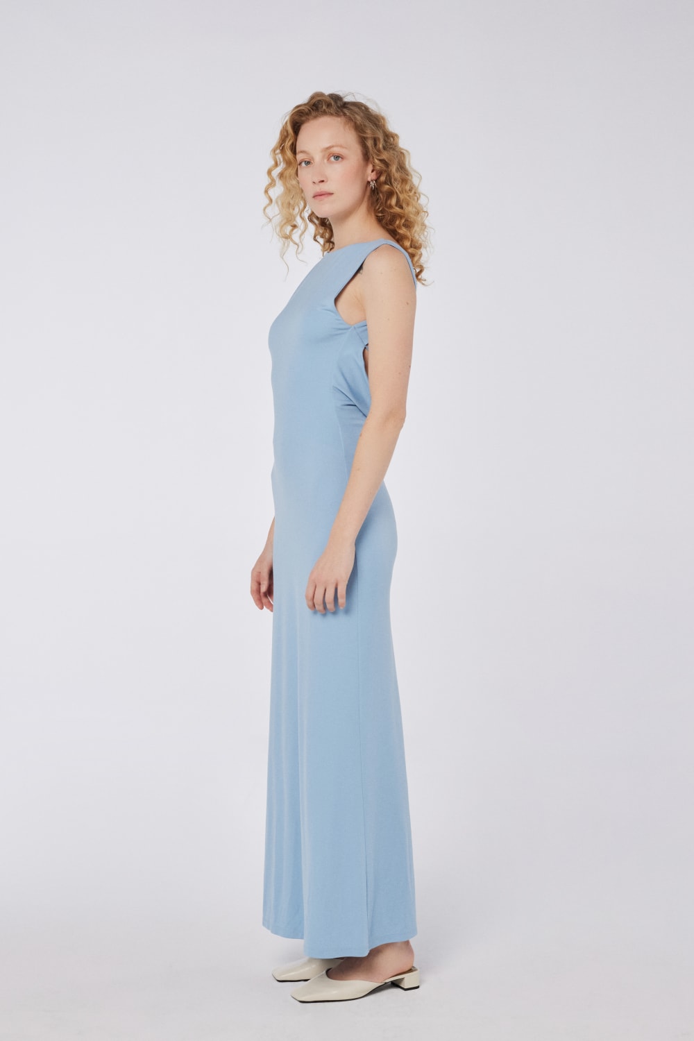 House of IKA-Bağcık Detaylı Sırtı Açık Maxi Elbise-Elbise-3-fleurdirect.live