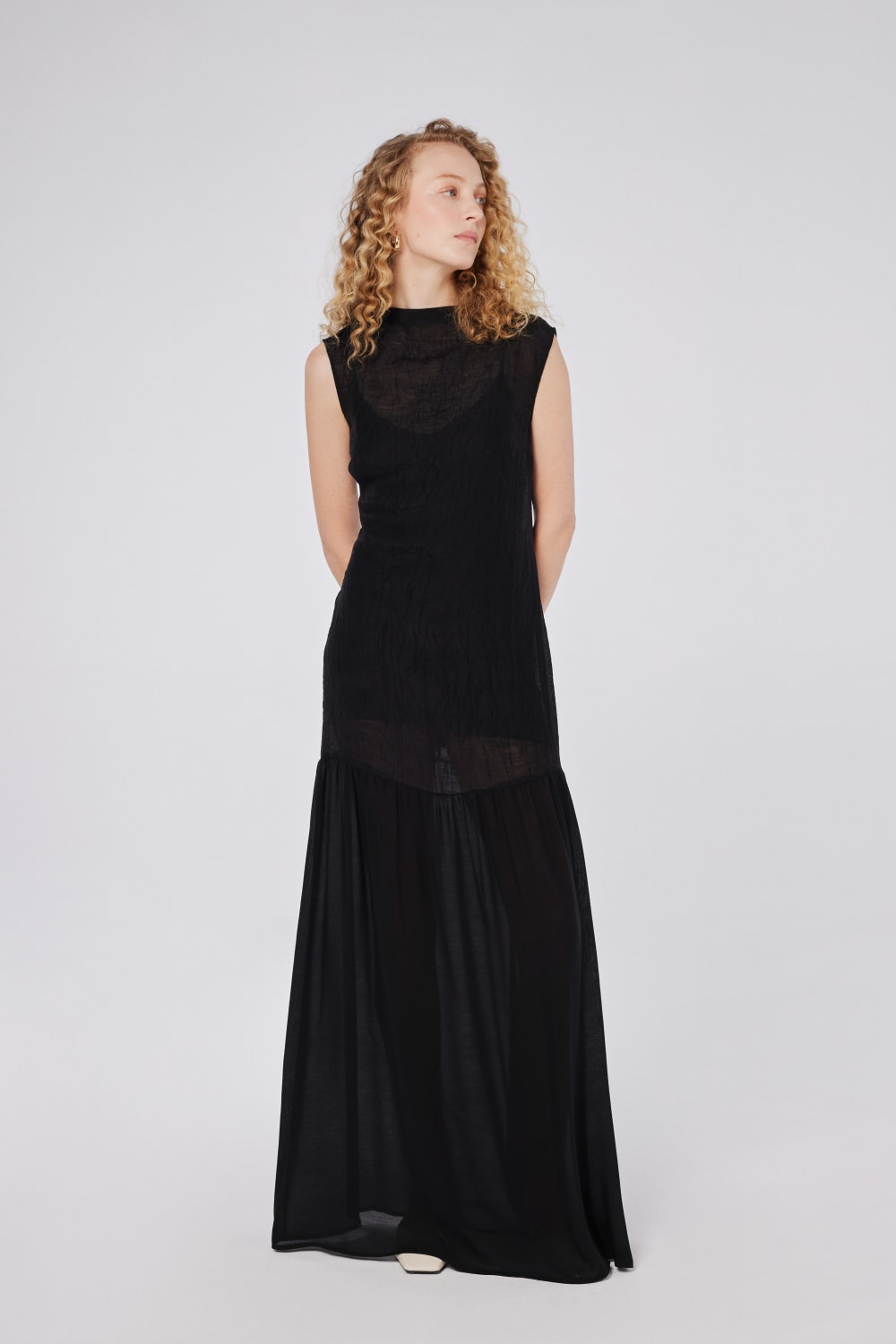 House of IKA-Crinkle Kontrast Maxi Elbise-Elbise-1-fleurdirect.live