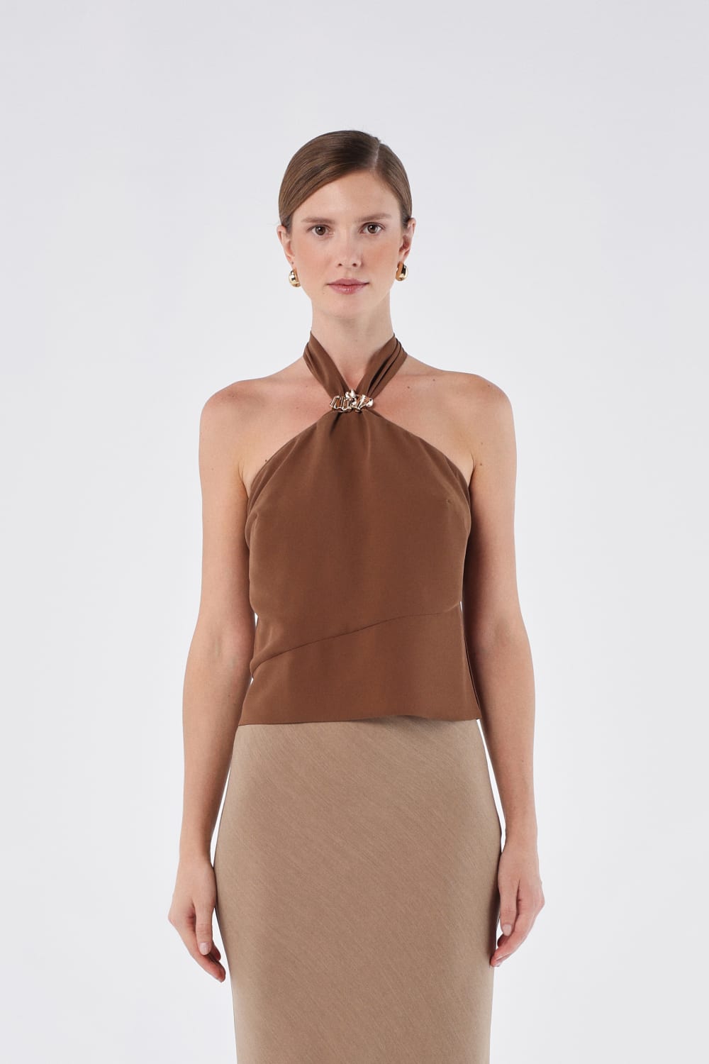 House of IKA-Halter Yaka Boyundan Bağlamalı Bluz-Top-1-fleurdirect.live