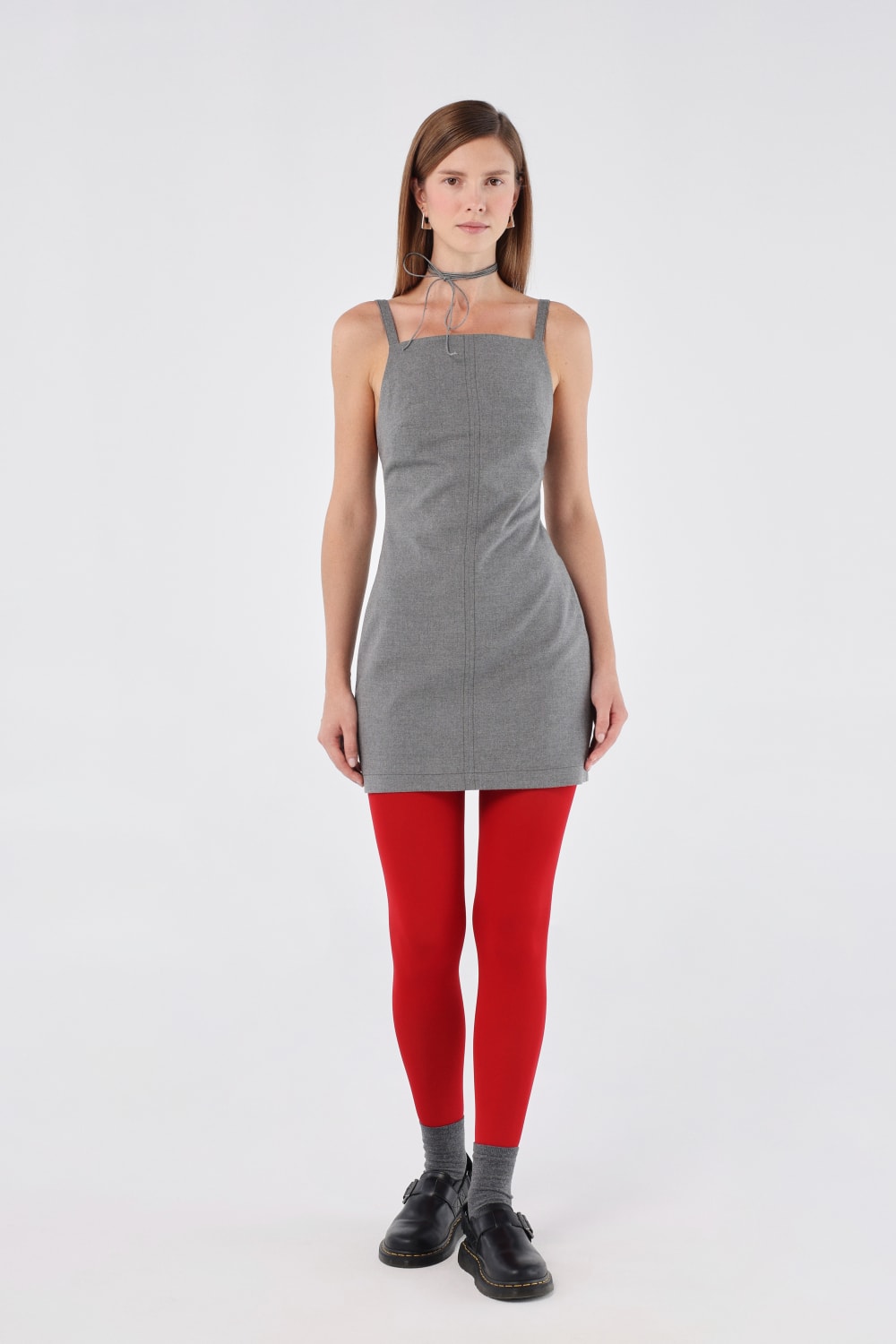 House of IKA-Kare Yaka Mini Elbise-Elbise-1-fleurdirect.live