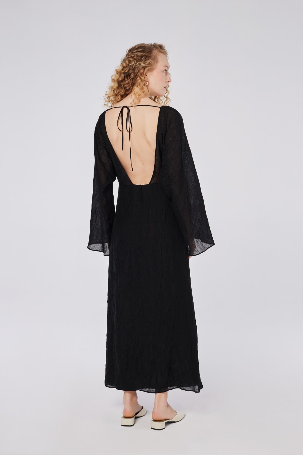 House of IKA-Kimono Kollu Crinkle Maxi Elbise-Elbise-2-fleurdirect.live