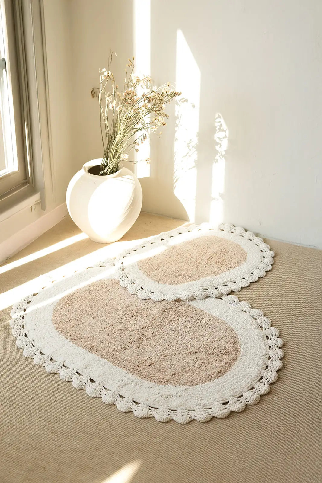 İRYA-Bianca 2’Li Takım Banyo Paspası %100 Pamuk 40X60 + 60X90Cm Kahverengi-Paspas-1-fleurdirect.live