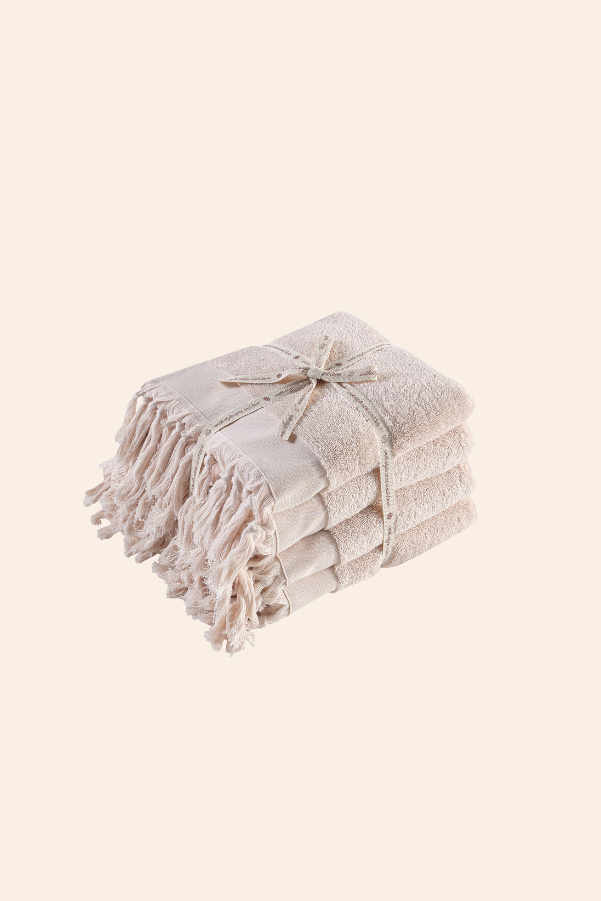 İRYA-Bodrum Yüz Havlusu Seti, Açık Bej - 4'lü, 50x90 Cm-Havlu & Havlu Setleri-2-fleurdirect.live