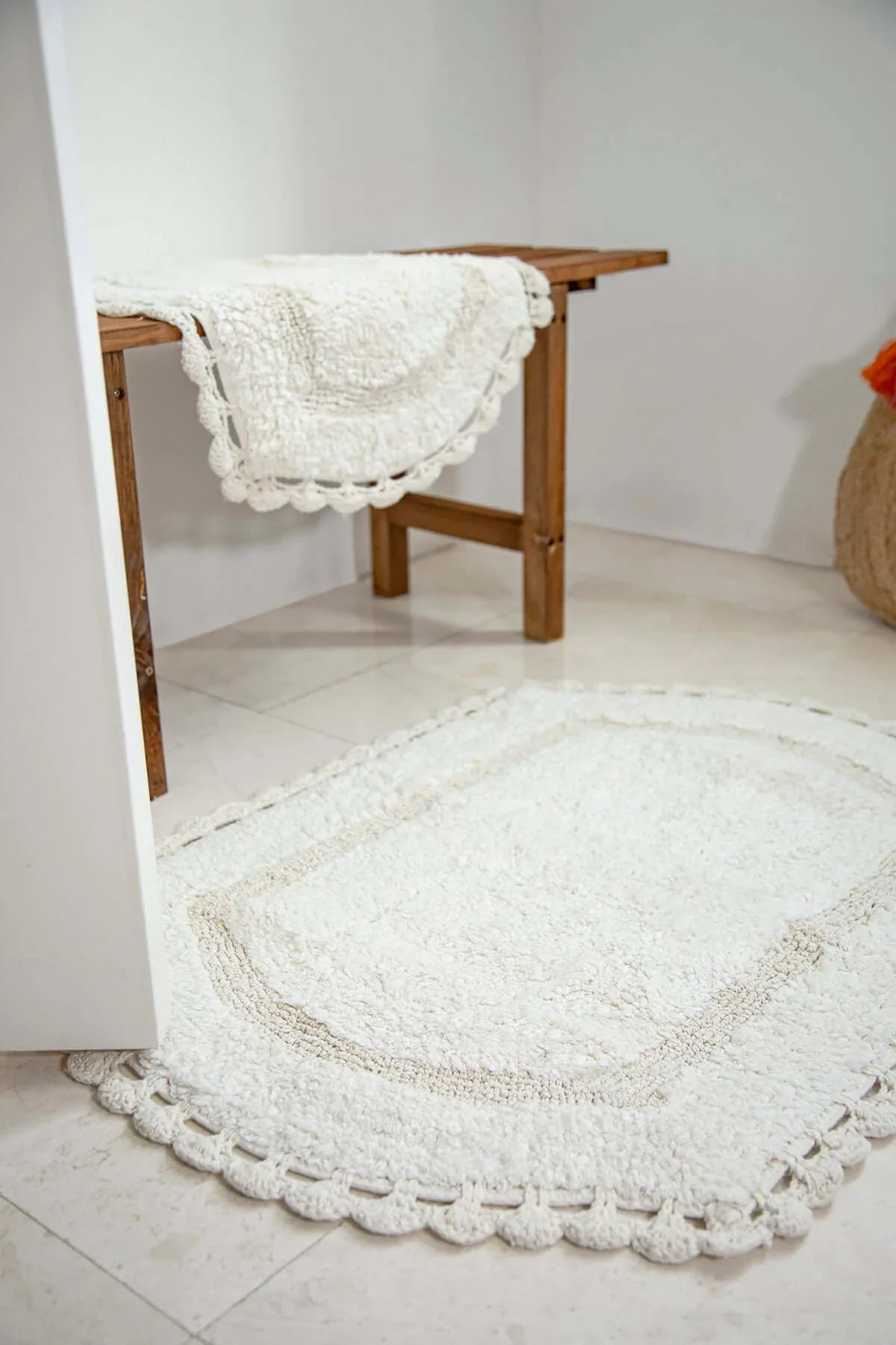 İRYA-Dale 2’Li Takım Banyo Paspası %100 Pamuk 40X60 + 60X90 Ekru-Paspas-6-fleurdirect.live