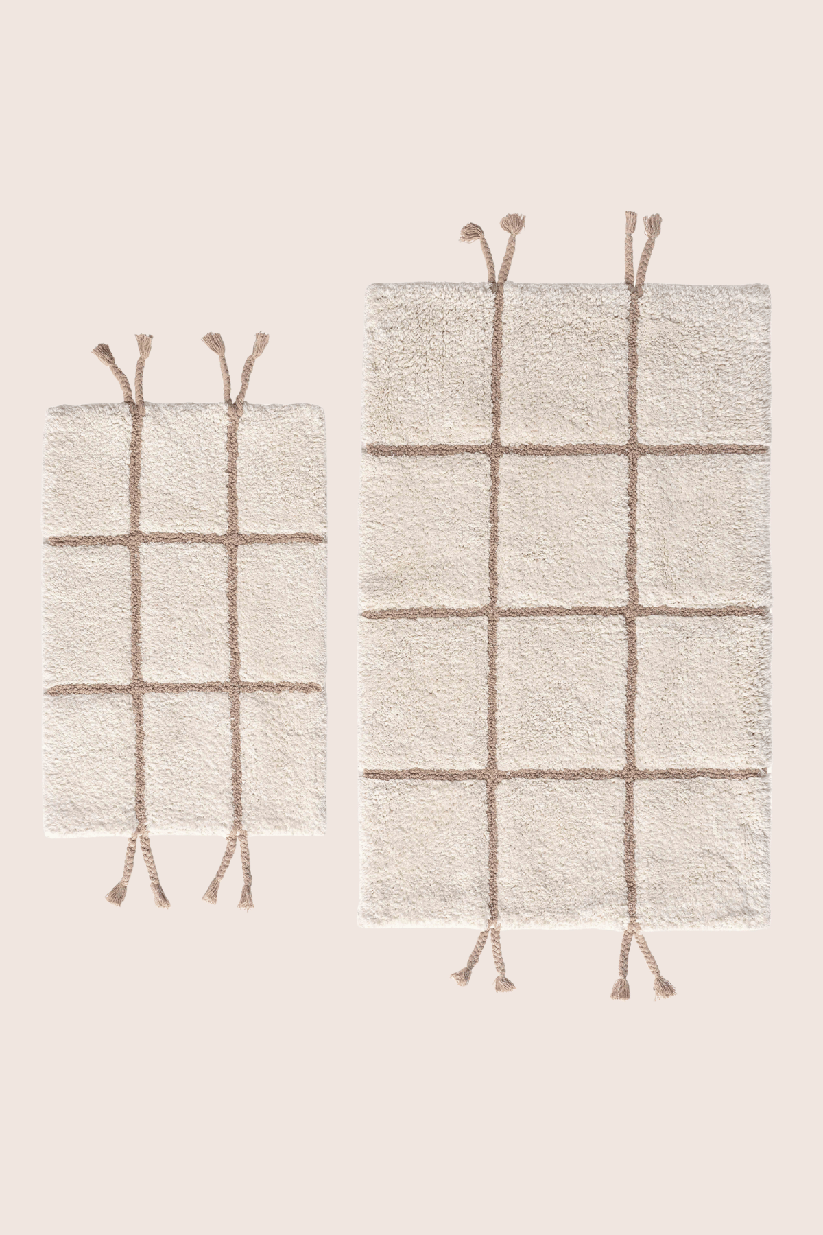 İRYA-Elani 2’Li Takım Banyo Paspası %100 Pamuk 40X60+60X90 Cm Bej-Paspas-4-fleurdirect.live