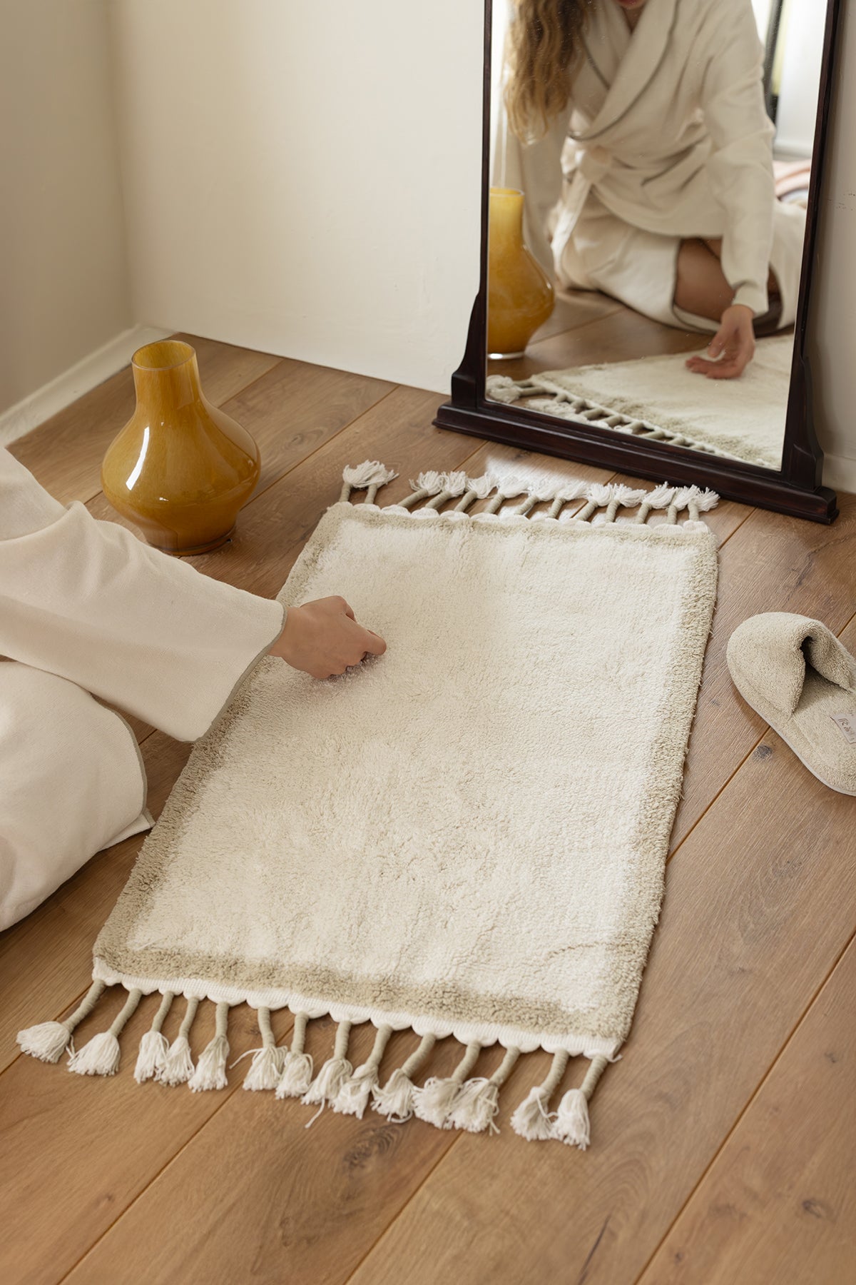 İRYA-Root Tekli Banyo Paspası Bambu 50X80 Cm Mint-Paspas-1-fleurdirect.live