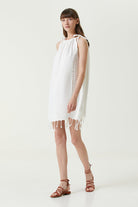 İRYA-Serene Büzgülü Plaj Elbisesi - Kahve Örgü Ajur-Elbise-5-fleurdirect.live