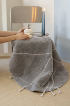 İRYA-Travertine Yuvarlak Banyo Paspası %100 Pamuk 100X100 Gri-Paspas-4-fleurdirect.live
