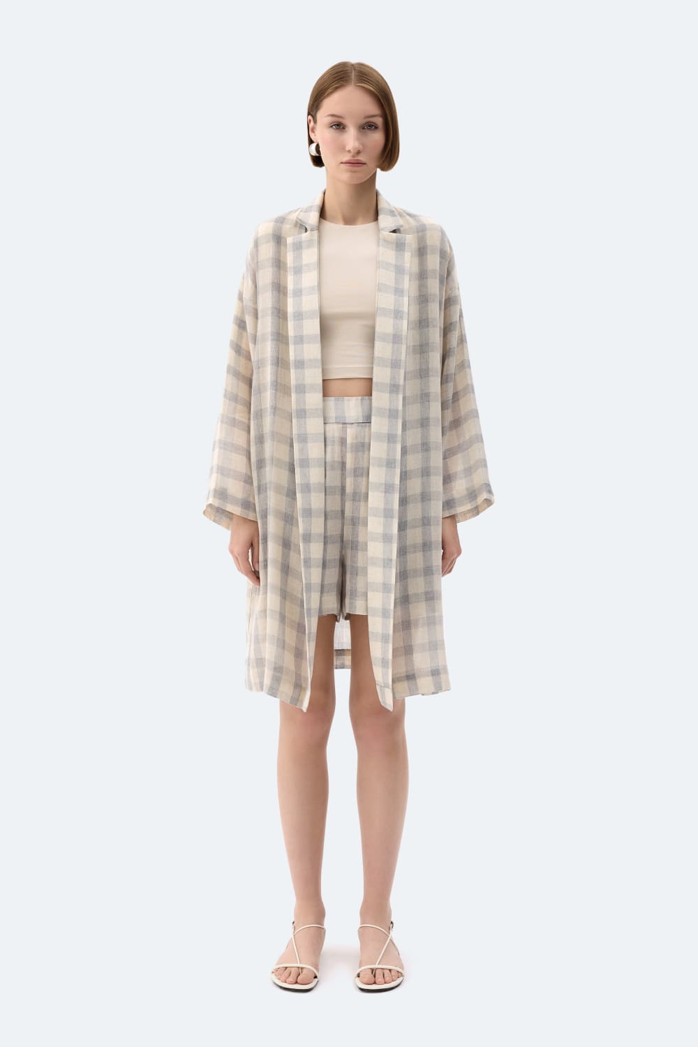 İkikız-Gri Ekose Kimono-Kimono-1-fleurdirect.live