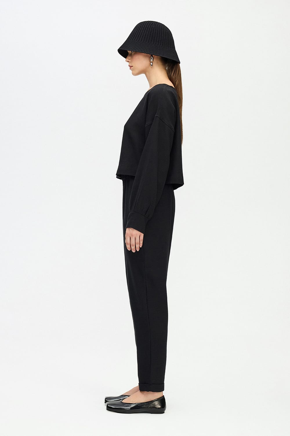 İkikız-Siyah Crop Bluz-Top-2-fleurdirect.live