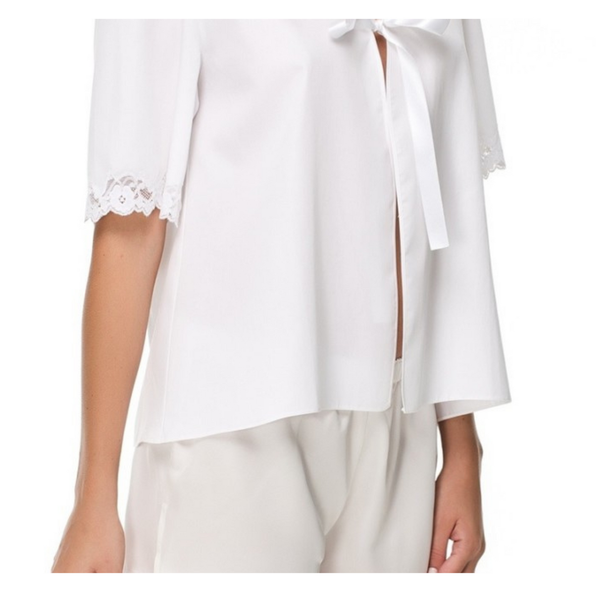 İpek Kıramer-Barbie Cotton Bed Jacket White-Pyjamas-2-fleurdirect.live