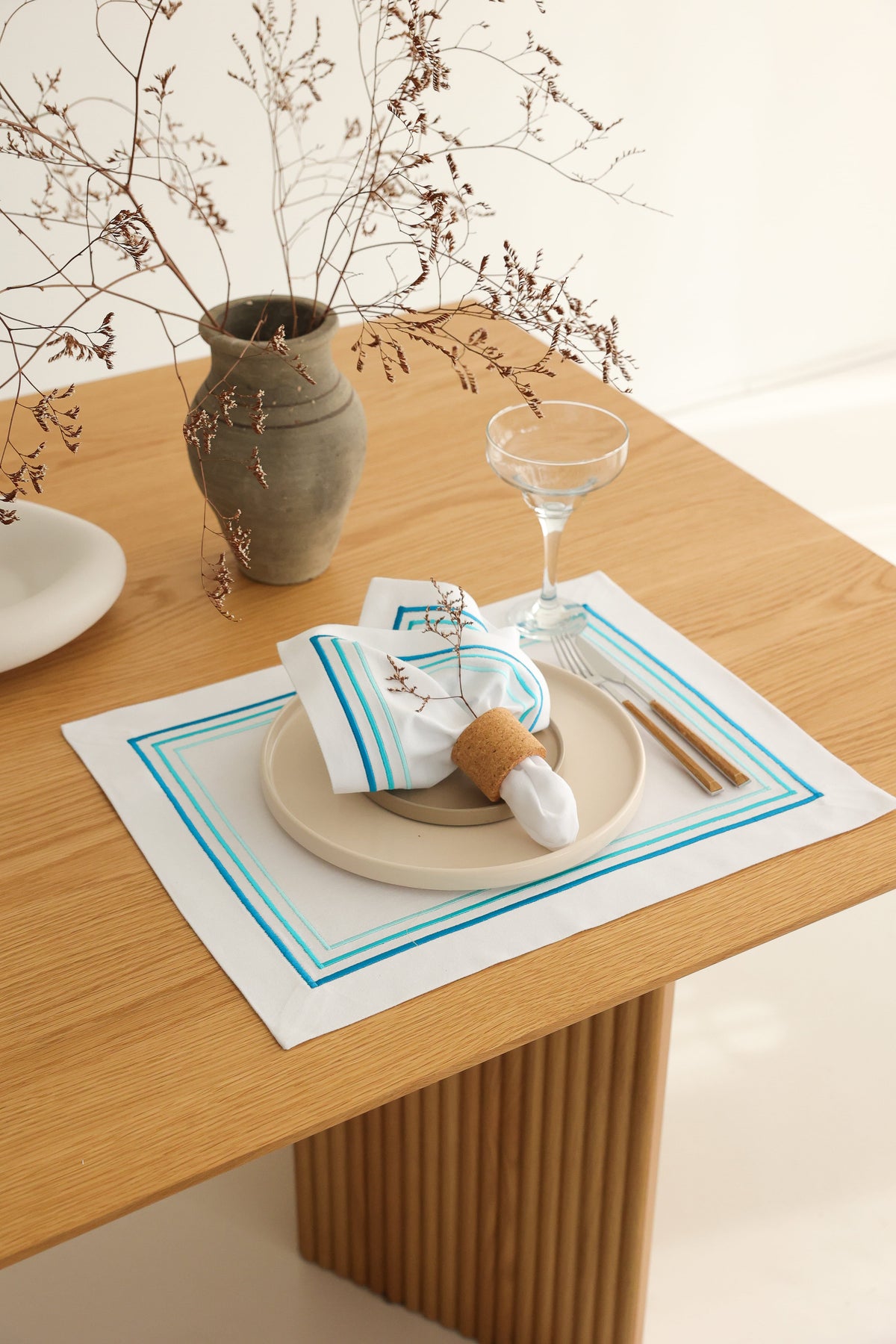 KM Home Collection-2'li Set Aqua Pamuk Peçete-Sunum Aksesuarları-2-fleurdirect.live