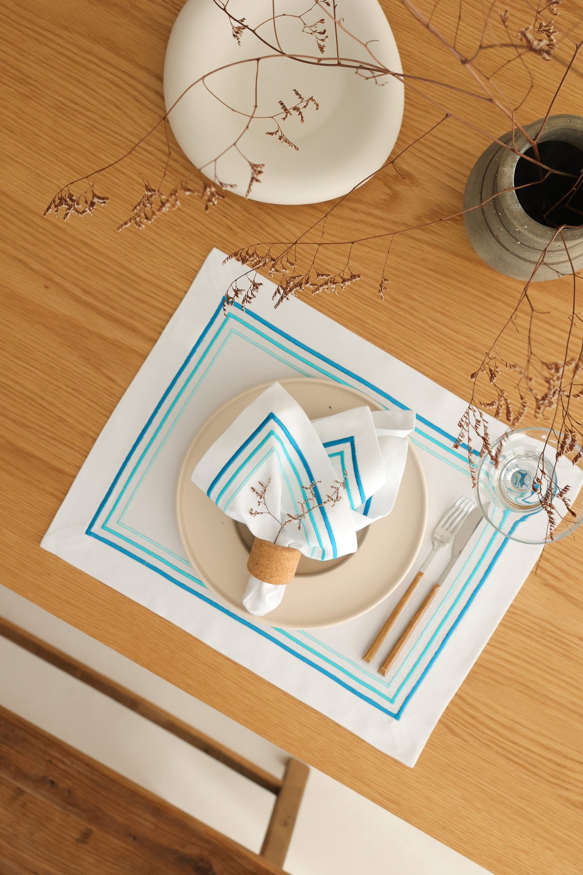 KM Home Collection-2'li Set Aqua Pamuk Peçete-Sunum Aksesuarları-4-fleurdirect.live