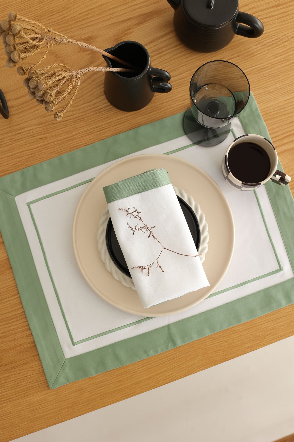 KM Home Collection-2'li Set Mint Peçete-Sunum Aksesuarları-2-fleurdirect.live