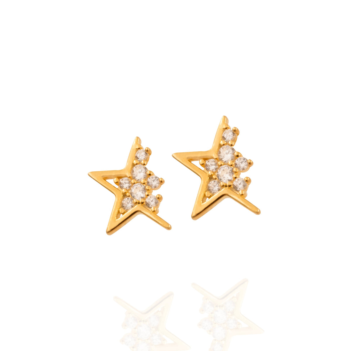 Kimolos-Half Star 925 Ayar Gümüş Mini Taşlı Yarım Yıldız Küpe-1-fleurdirect.live