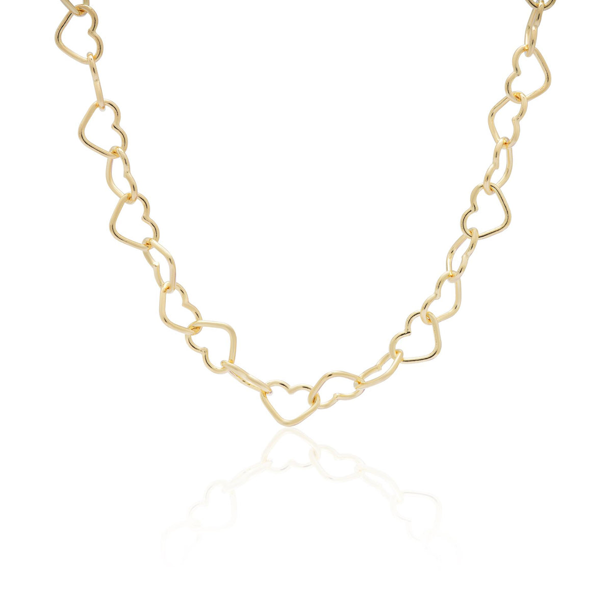 Kimolos-Love Yourself 925 Ayar Gümüş Gold Renk Choker Kalpli Kolye-Kolye-1-fleurdirect.live