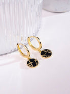 Kimolos-SORUNLU - New Black 925 Ayar Gümüş Gold Ve Siyah Renk Zirkon Taşlı Yıldız Halka Küpe-Küpe-4-fleurdirect.live