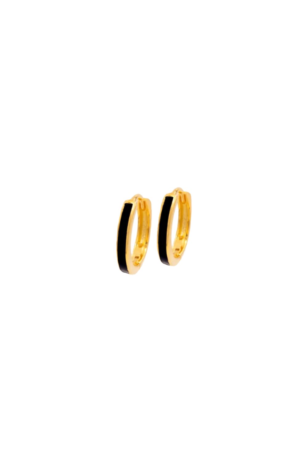 Kimolos-SORUNLU - New Black Mini 925 Ayar Gümüş Gold Ve Siyah Renk Halka Küpe-Küpe-1-fleurdirect.live