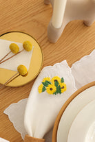 Km Home Collection-2'li Set Ayçiçek İşlemeli Keten Amerikan Servis-Sunum Aksesuarları-4-fleurdirect.live