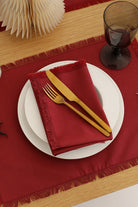 Km Home Collection-2'li Set Kırmızı Pamuk Amerikan Servis-Sunum Aksesuarları-2-fleurdirect.live