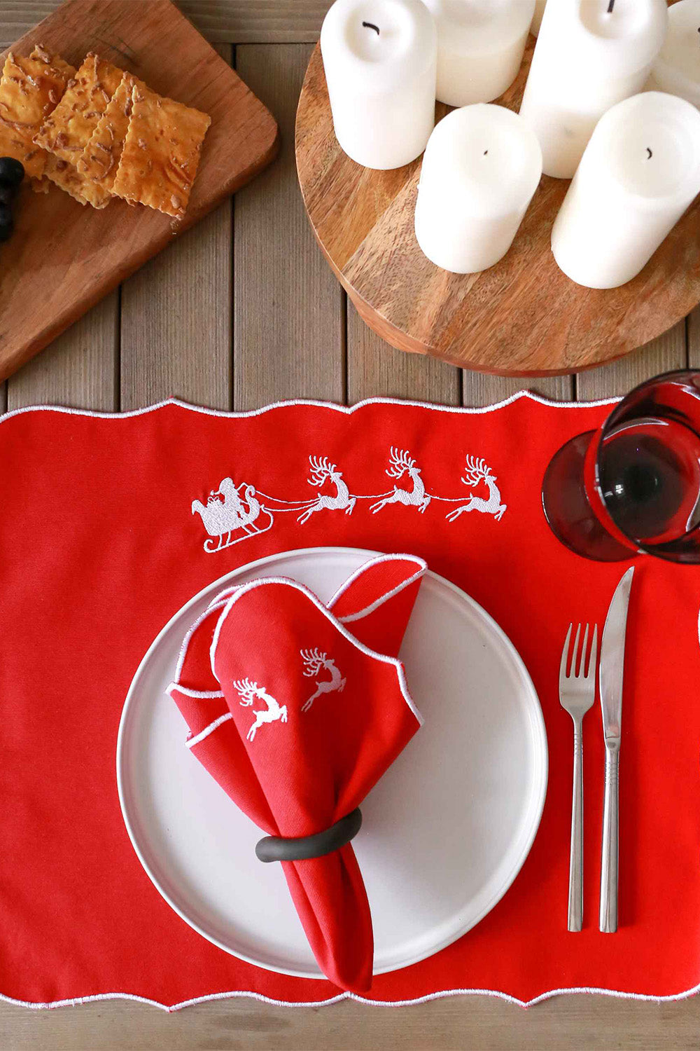 Km Home Collection-2'li Set Kızak İşlemeli Pamuk Amerikan Servis-Sunum Aksesuarları-1-fleurdirect.live