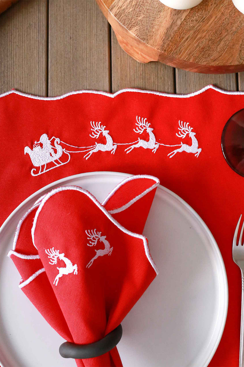 Km Home Collection-2'li Set Kızak İşlemeli Pamuk Amerikan Servis-Sunum Aksesuarları-3-fleurdirect.live