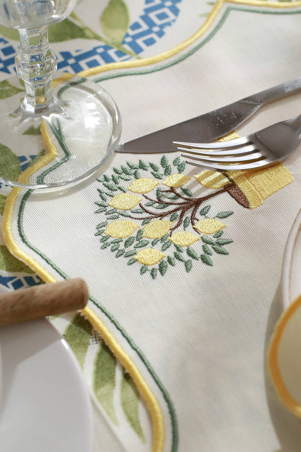 Km Home Collection-2'li Set Limon İşlemeli Pamuk Amerikan Servis-Sunum Aksesuarları-6-fleurdirect.live