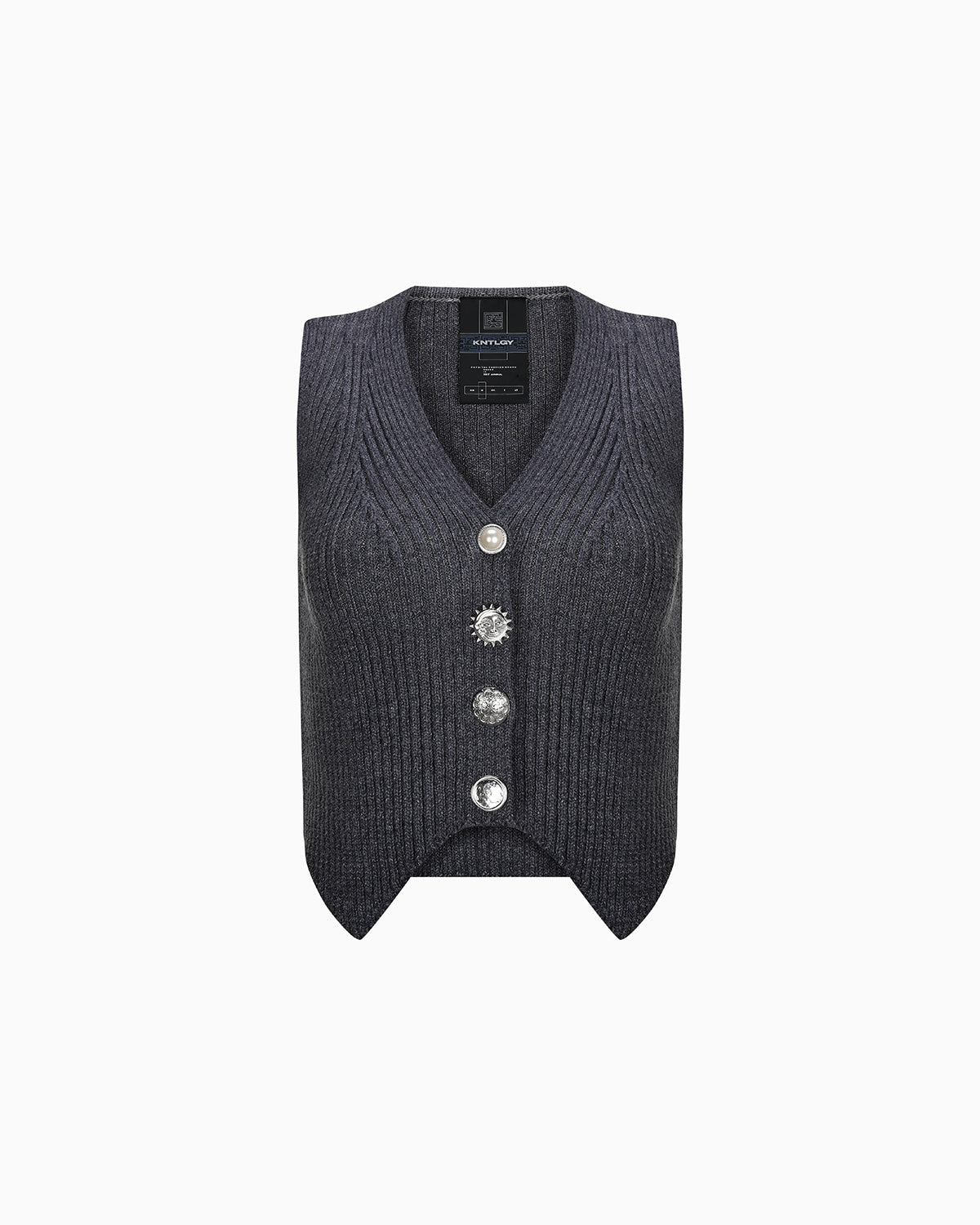 Kntlgy-Multi Button Ribbed Yelek-Yelek-1-fleurdirect.live