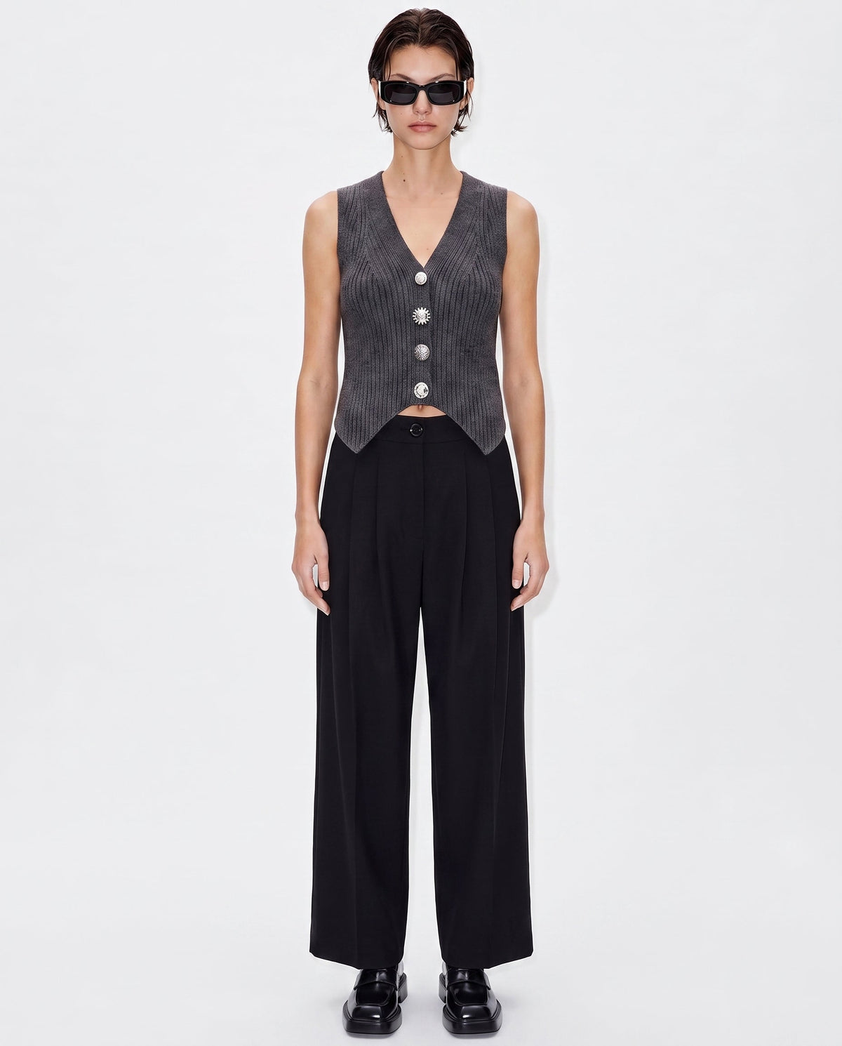 Kntlgy-Multi Button Ribbed Yelek-Yelek-2-fleurdirect.live