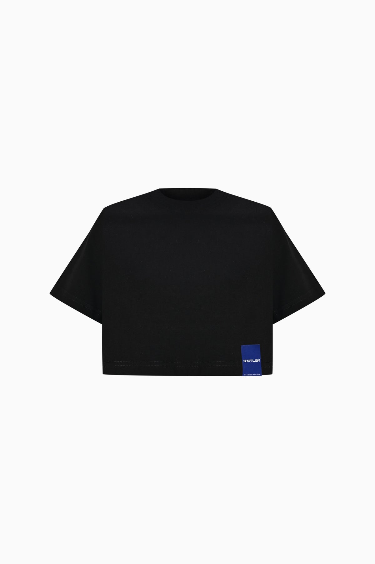 Kntlgy-Oversize Flag Siyah Crop T Shirt-T-Shirts-1-fleurdirect.live