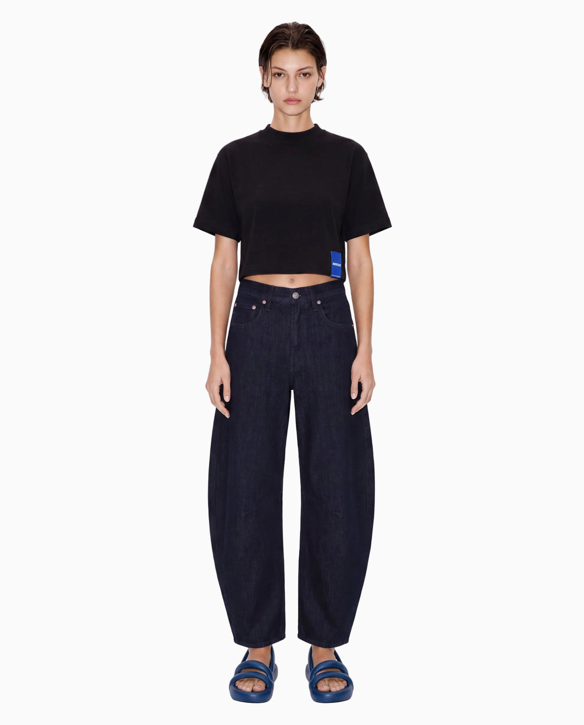 Kntlgy-Oversize Flag Siyah Crop T Shirt-T-Shirts-2-fleurdirect.live