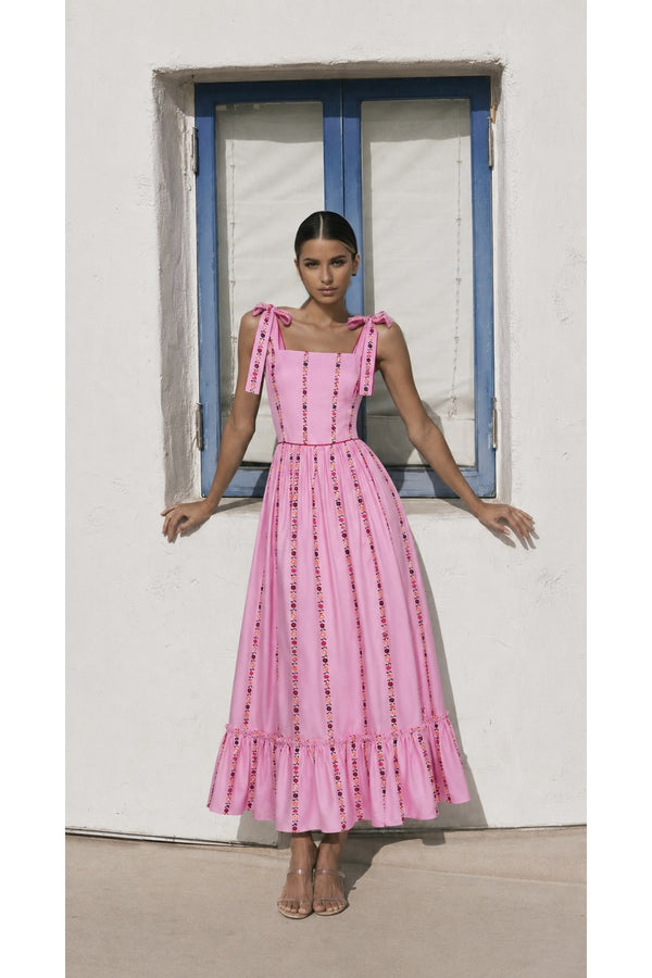 Maya Maxi Elbise Pembe