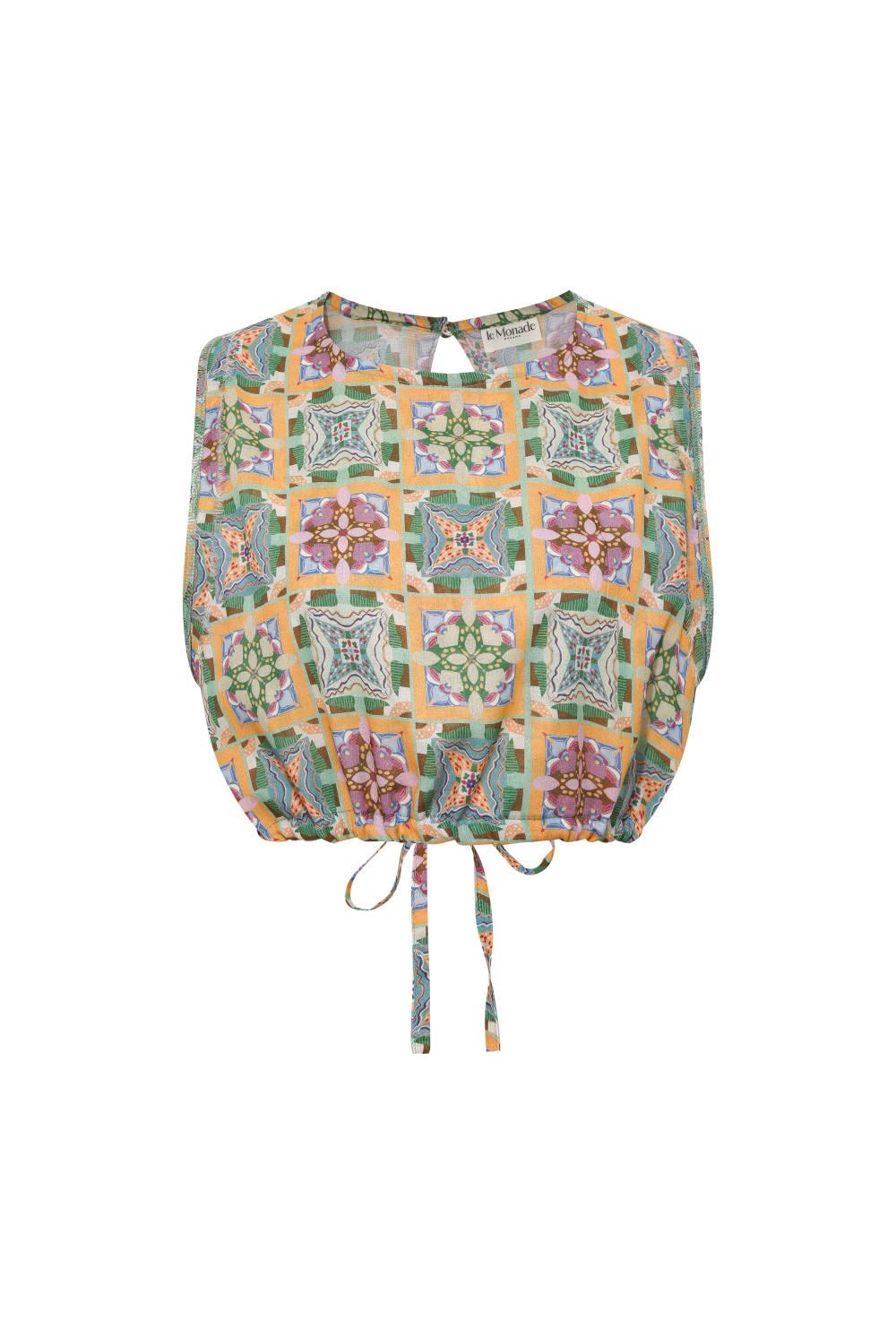Le-Monade Dreams-Girlfriend Geometrik Desenli Sırt Detaylı Bluz-Bluz-1-fleurdirect.live
