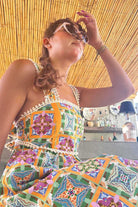 Le-Monade Dreams-Girlfriend Geometrik Desenli Sırt Detaylı Uzun Elbise-Top-4-fleurdirect.live